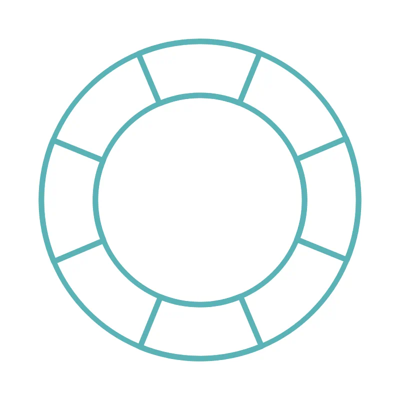 Icon of a circle moving to show flexible and fast support